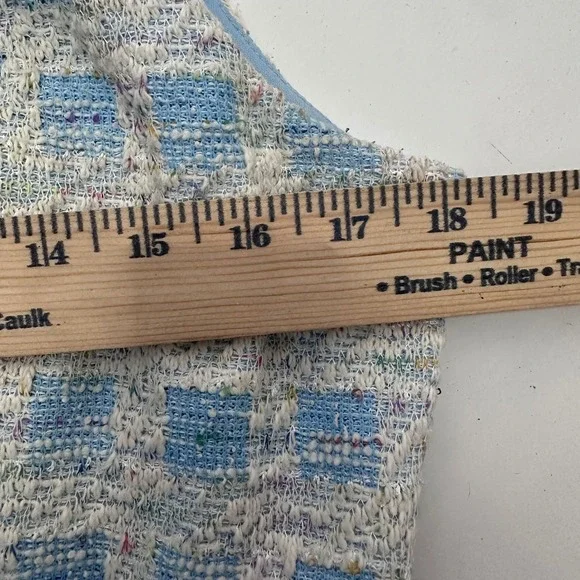 Taylor Womens Blue White Tweed Checkered Belted Sleeveless Shift Dress Size 10 - Picture 7 of 8